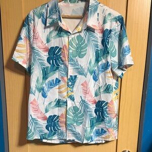 Tropical Leaf Print Short Sleeve Shirt